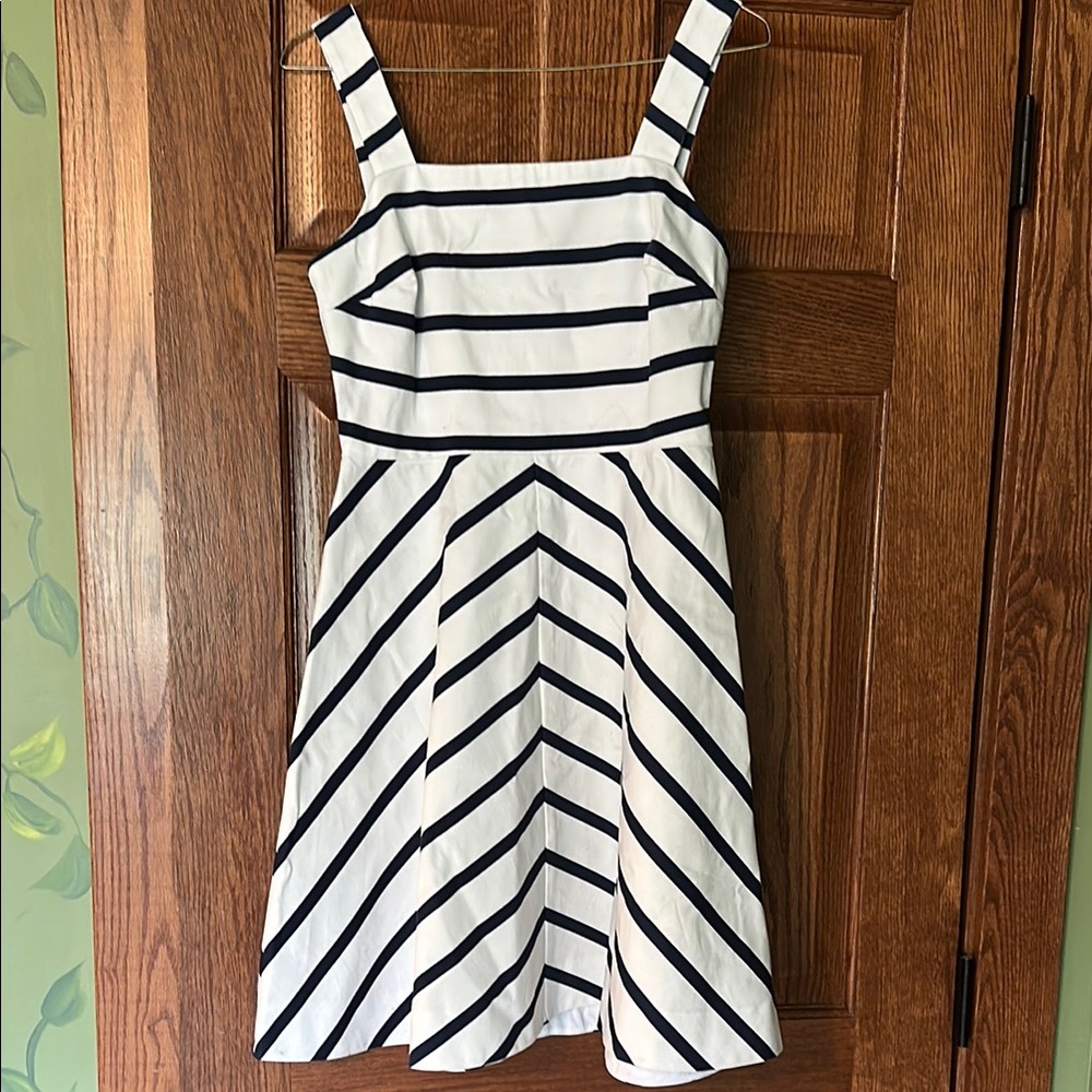 Draper James Navy and White Striped structured A line dress